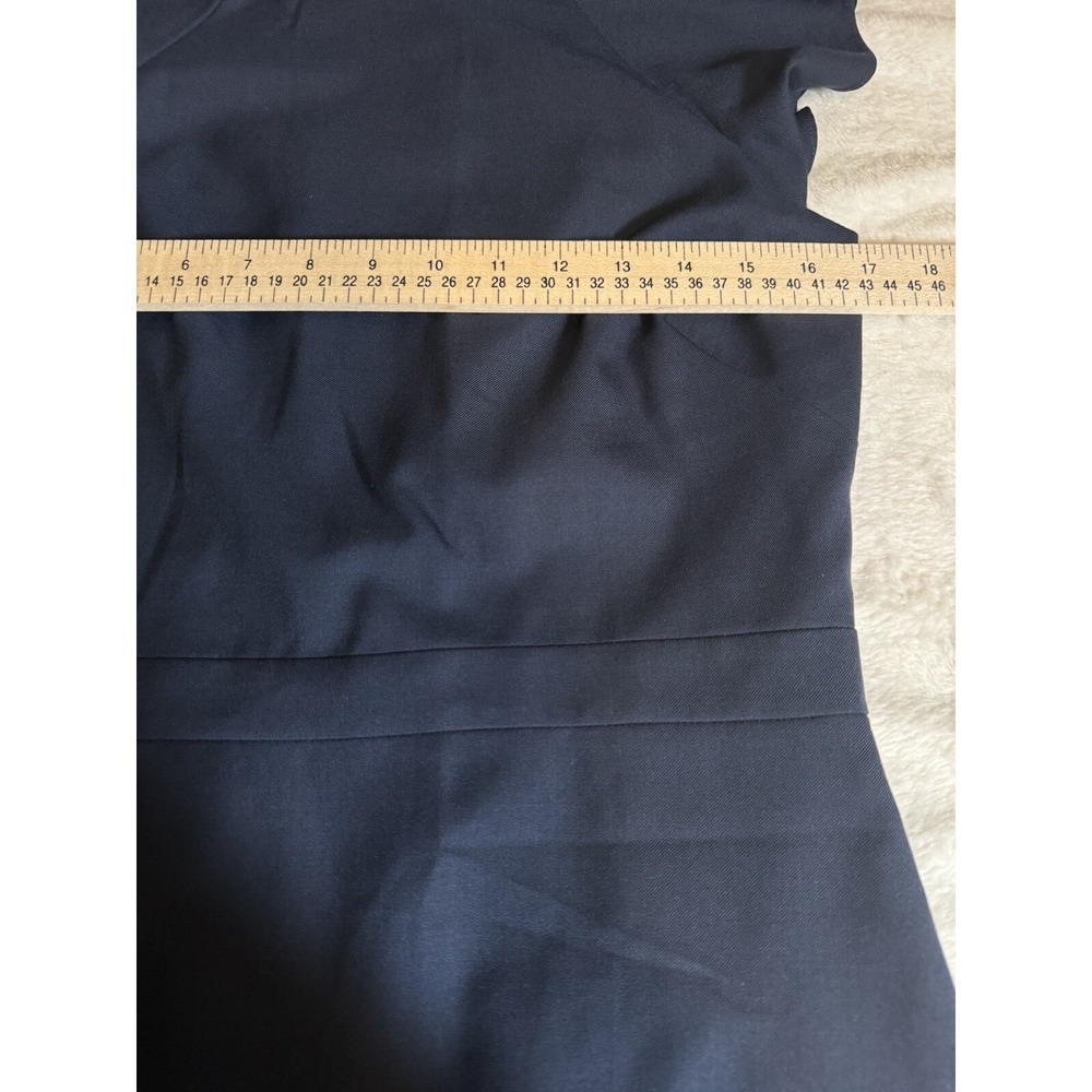 J.CREW Women's Monday Dress Lined Solid 100% Blue Wool Ruffle Sheath Career Sz 8 - Picture 7 of 16